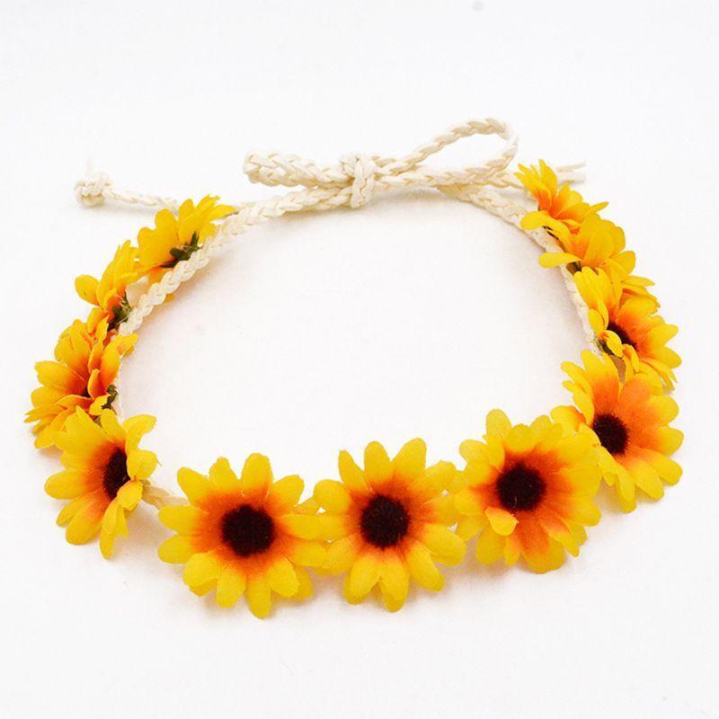 Simulated Flower Headband Boho Wedding Sunflower Hair Band Elastic Daisy Tiara