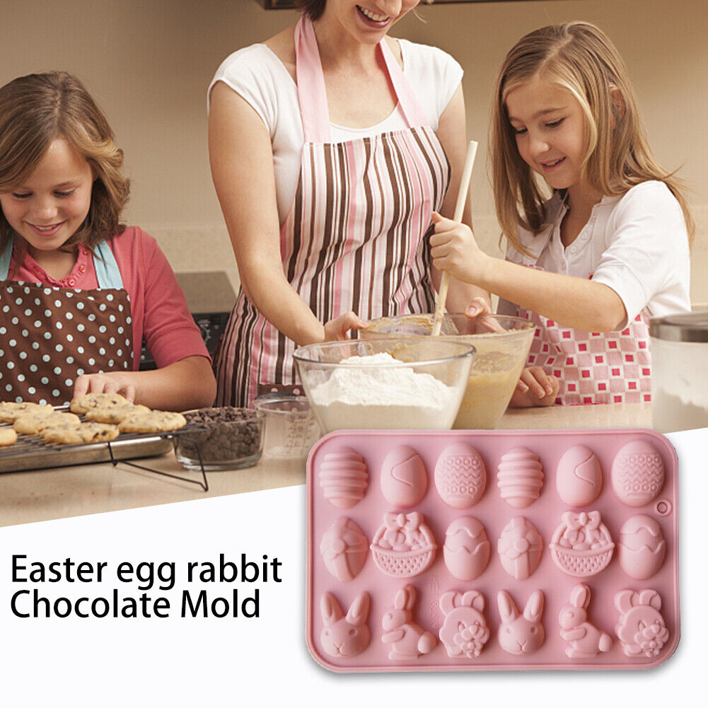 Easter Mold Bunny Eggs Silicone Baking Mould Pudding Tray Pastry Tools
