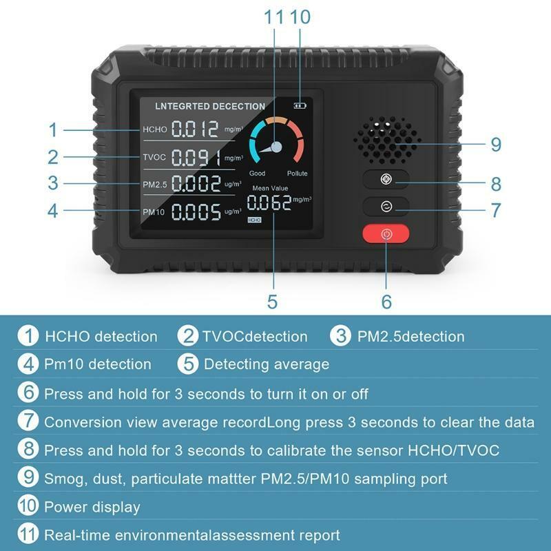 Multifunctional Air Gas Detector Formaldehyde HCHO TVOC PM2.5/PM10 Monitor