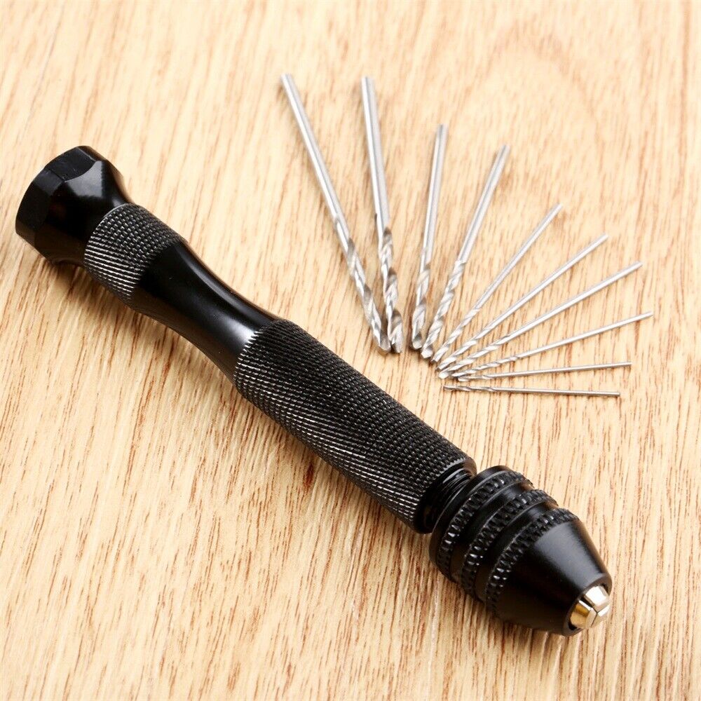 New Mini Micro Hand Drill + 10Pcs Twist Drills for Wood Jewerlry Plastic Rubber