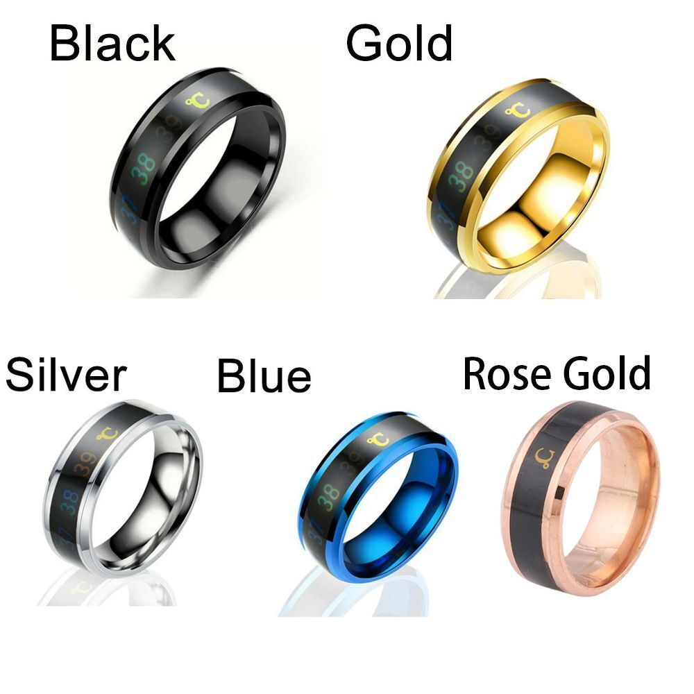Mood Rings Thermometer Display Stainless Steel Temperature Measurement Ring