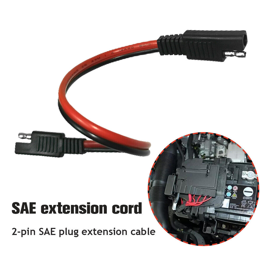 2 Pin Plug Wire 14AWG 30cm SAE to SAE Power Automotive Extension Cord Cable
