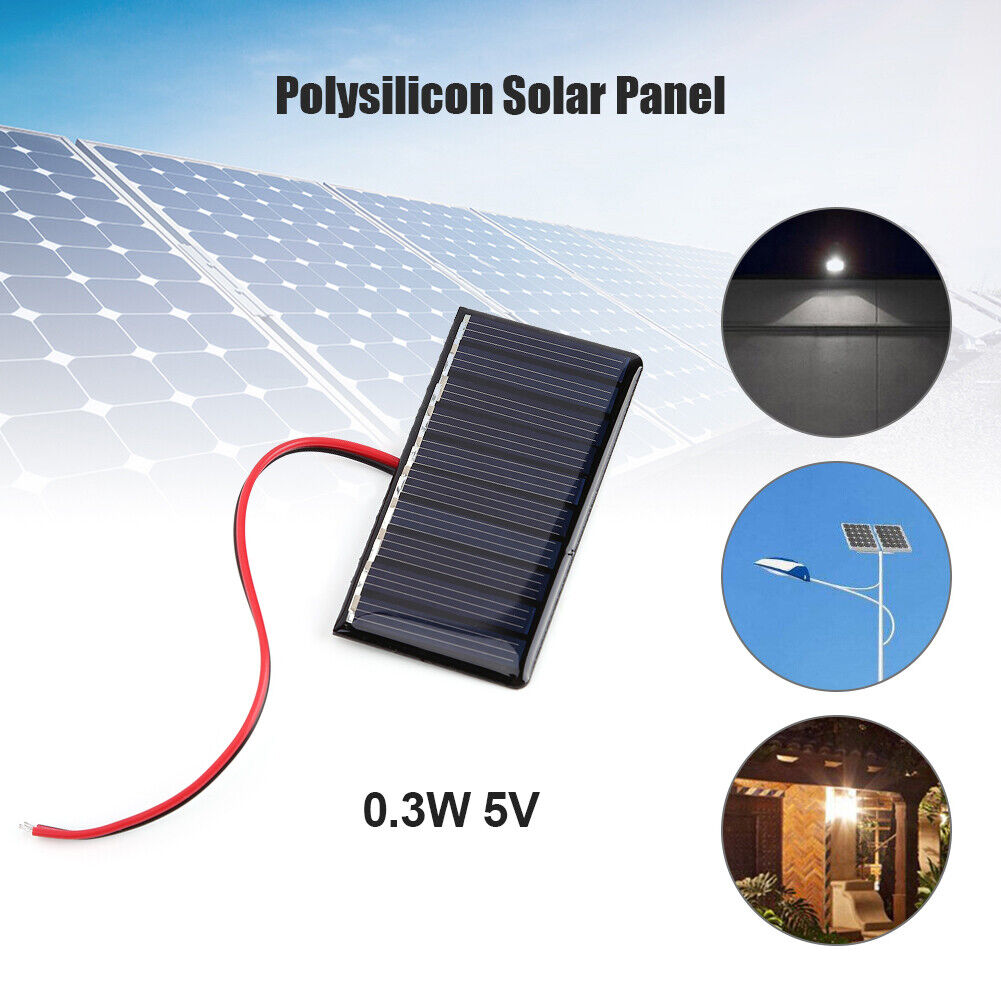 0.3W 5V Solar Panel with Wire Mini Solar System DIY Polysilicon Board (1pc)