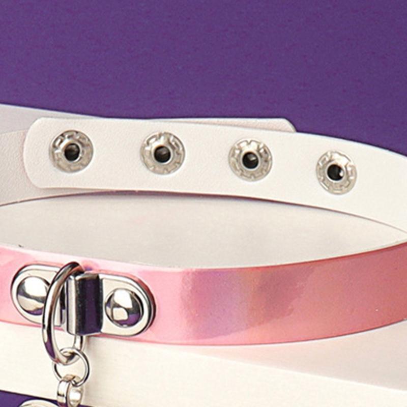Gothic Jewelry Goth Leather Choker Necklace Heart Pendant Punk Collar Choker