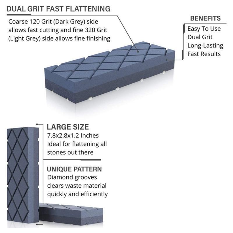 Large Flattening Stone- Dual Grit Coarse/Fine Sharpening Stones Flattener- Diamo