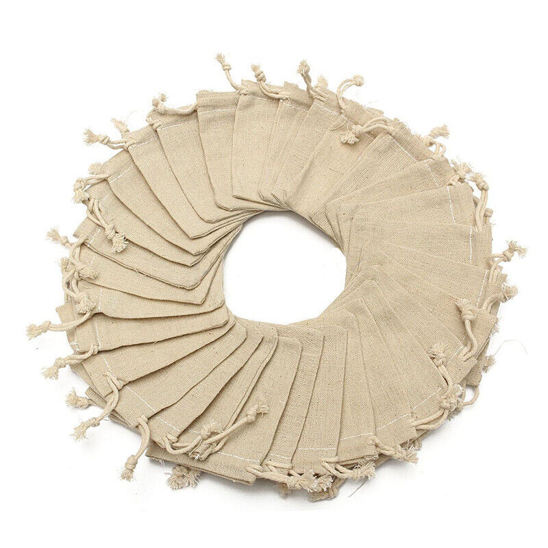 30pcs Bag Natural Linen Pouch Drawstring Burlap Jute Sack Drawstring Gift Bags-