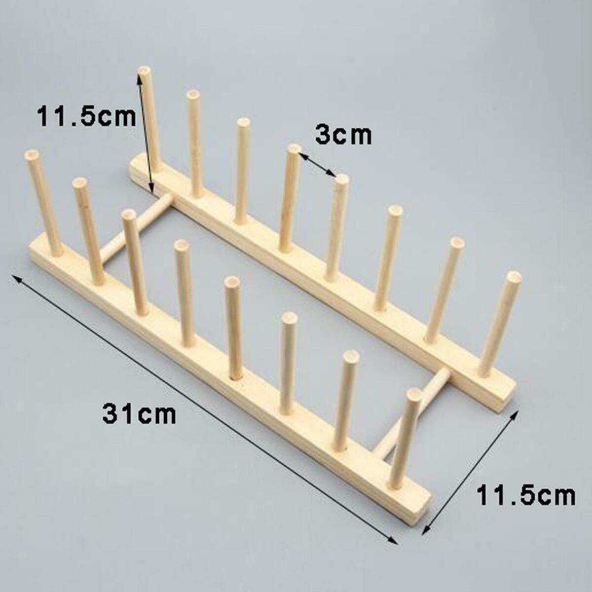 2Pieces Thread Rack Wooden Embroidery Thread Holder Organizer Saving Space