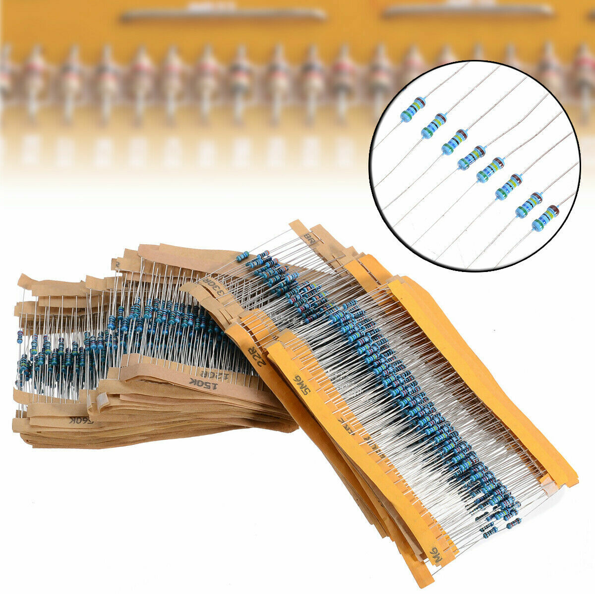 1280pcs 1/4W 64 Values 1ohm-10M ohm Metal Film Resistors Assortment Components