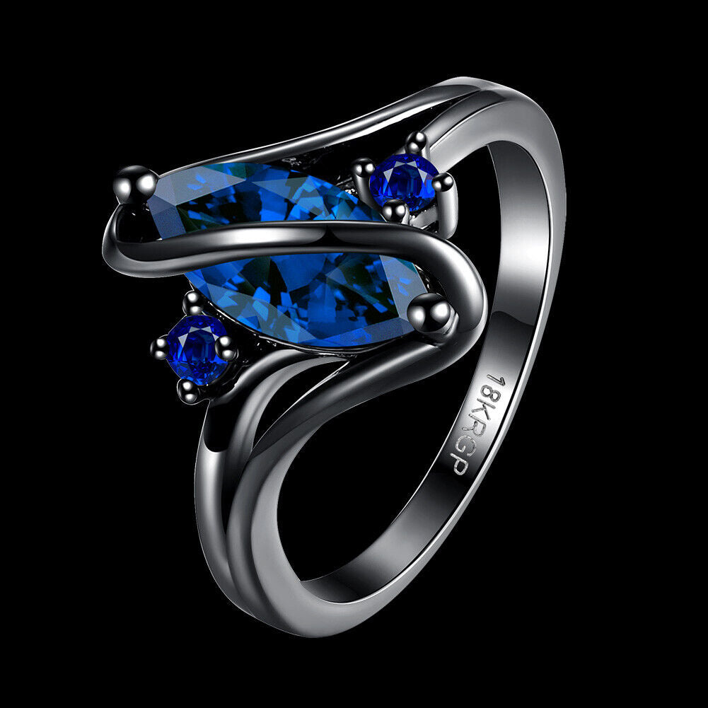 Women Fashion Popular Zircon Party Wedding Ring (Dark Blue)(7#)