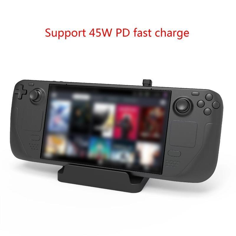 Game Console Stand Base Holder Bracket with Charging Cable for Steam Deck
