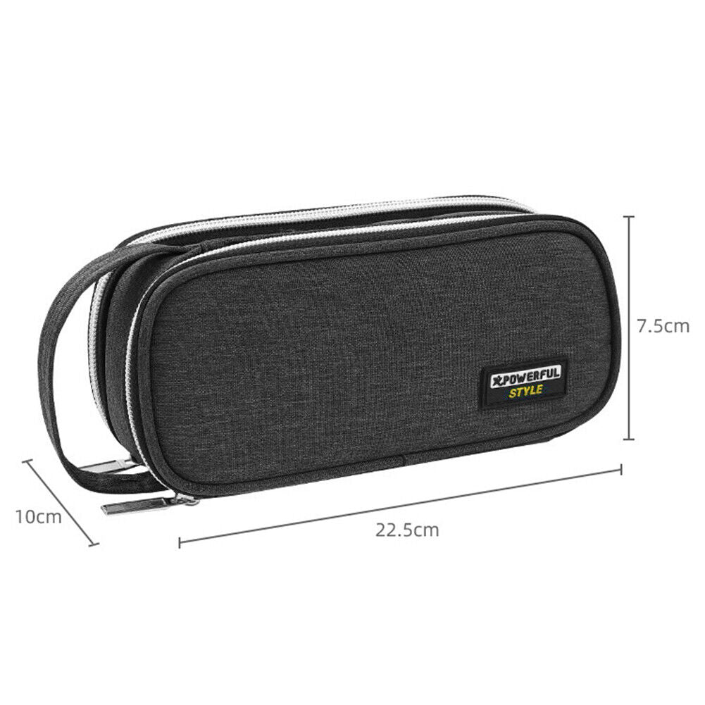 Large Capacity Pencil Case Multi-layer Canvas Pencil Pouch Bag (6881 Gray)