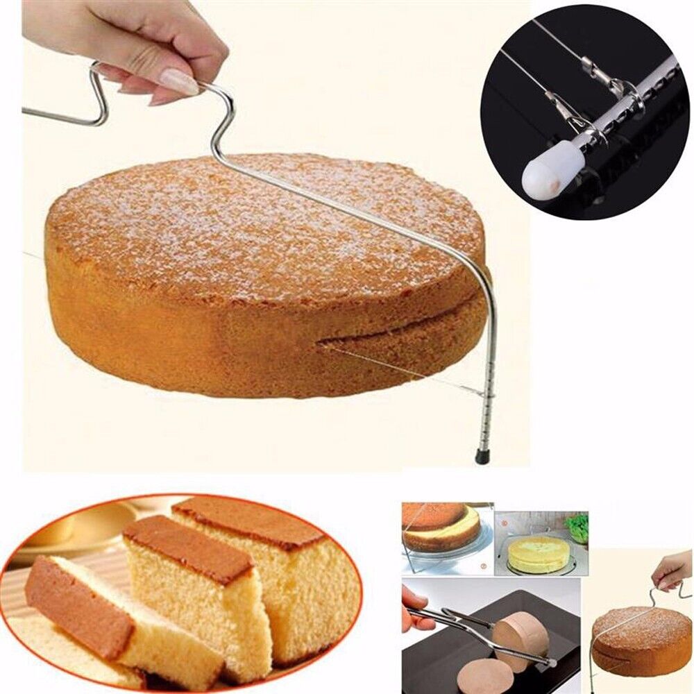 2 Wire Cake Slicer Stainless Steel Pizza Dough Cutter Trimmer Leveler