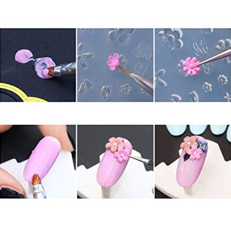 10Pcs DIY Nail Art Silicone Mold Leaves Flower Template Acrylic UV Gel DIY Tool