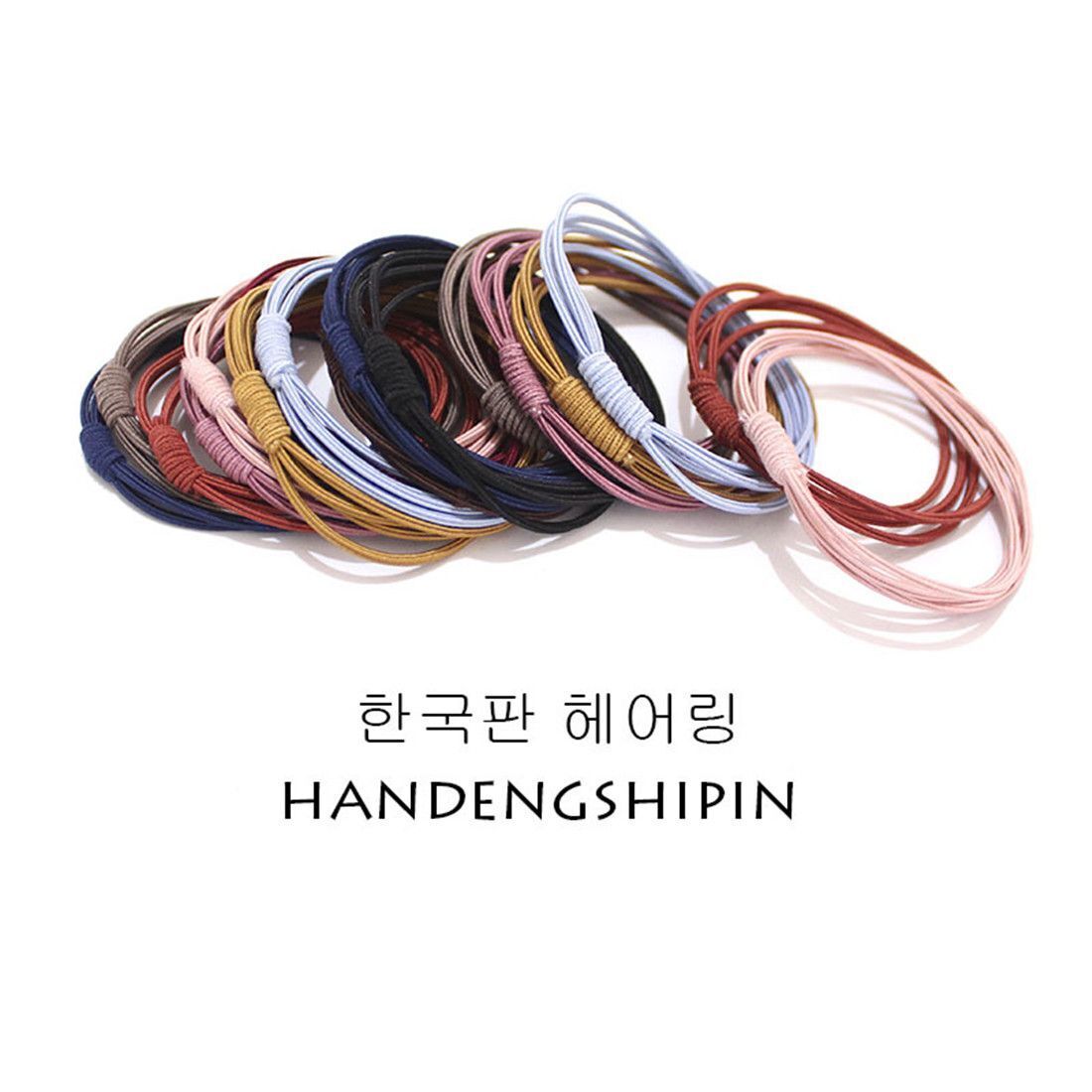 Random Color Gift Women Girl Concise High Elastic Hair Ring Hair Tie Rope 4 in 1