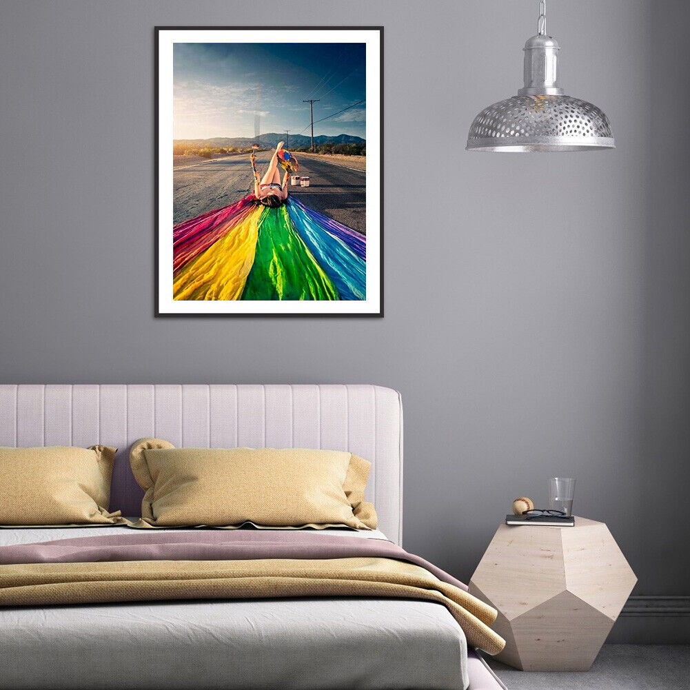 5D DIY Diamond Painting Rainbow Road Full Round Drill Home Living Room Art