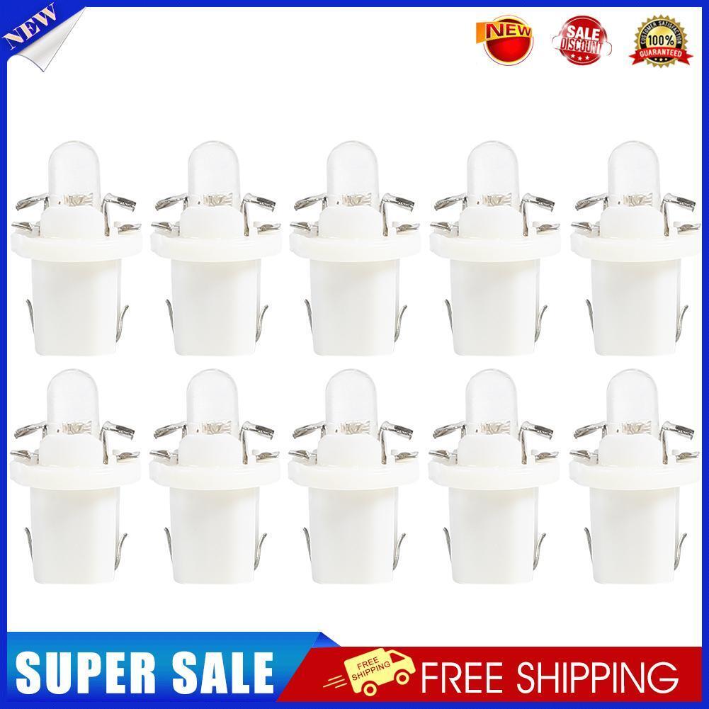 10pcs T5 B8.5D LED Car Light Auto Dashboard Instrument Light Bulbs (White)