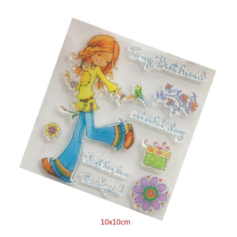 Girl Flower Clear Silicone Seal Stamp DIY Album Scrapbooking Photo Card Decor