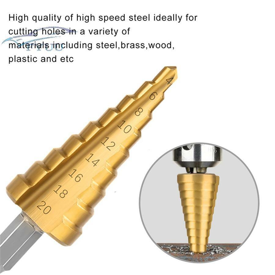 Car Body Repair Sheet Metal Tool 4-12/20/32mm Hex Titanium Step Cone Drill Bit