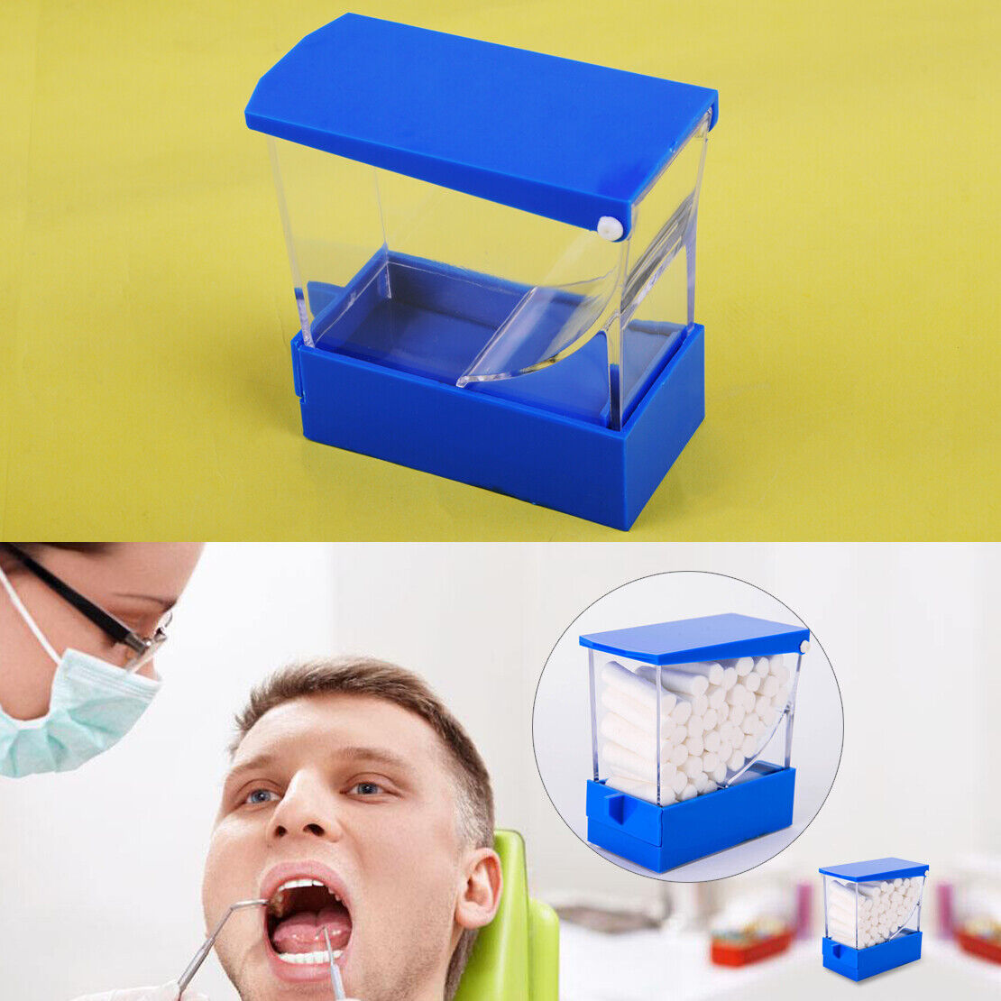 Dental Dentist Cotton Roll Dispenser Drawer Holder Case See-through Organizer Li