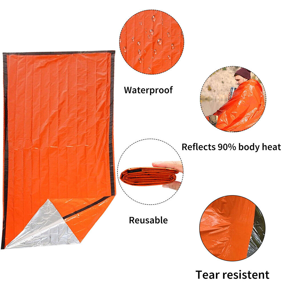 Outdoor Emergency Blanket Set with Whistle Buckle Reusable Warm Blankets