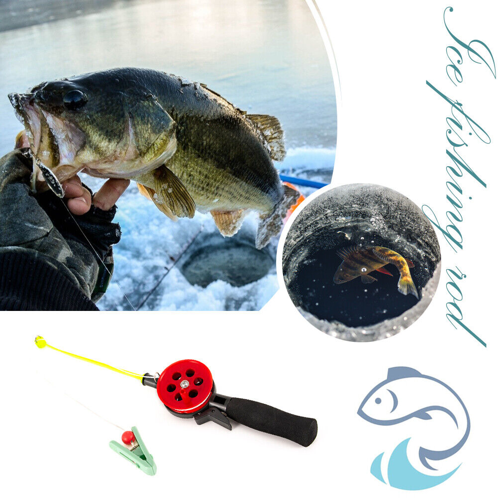 34cm Shrimp Crab Fishing Rod w/ Clip Winter Outdoor Ice Fishing Tackle Pole
