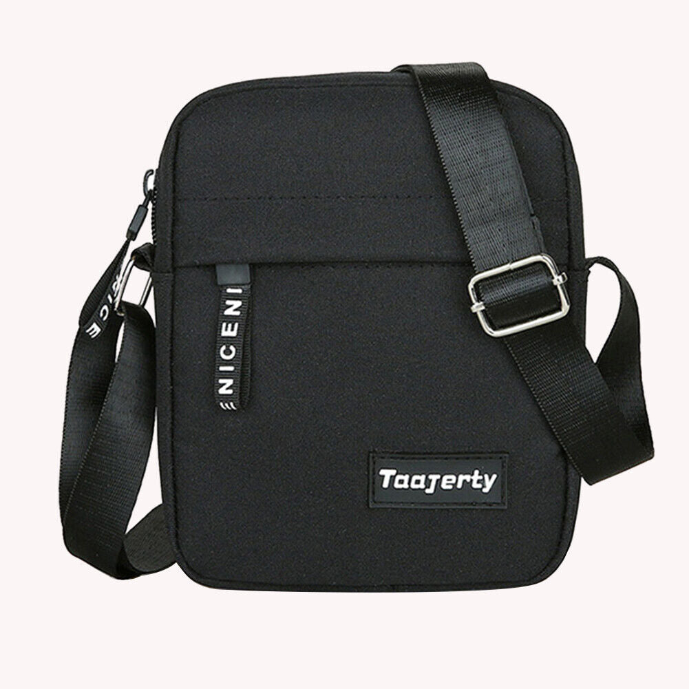 Men Outdoor Sports Nylon Shoulder Bag Male Casual Crossbody Bags (Black)