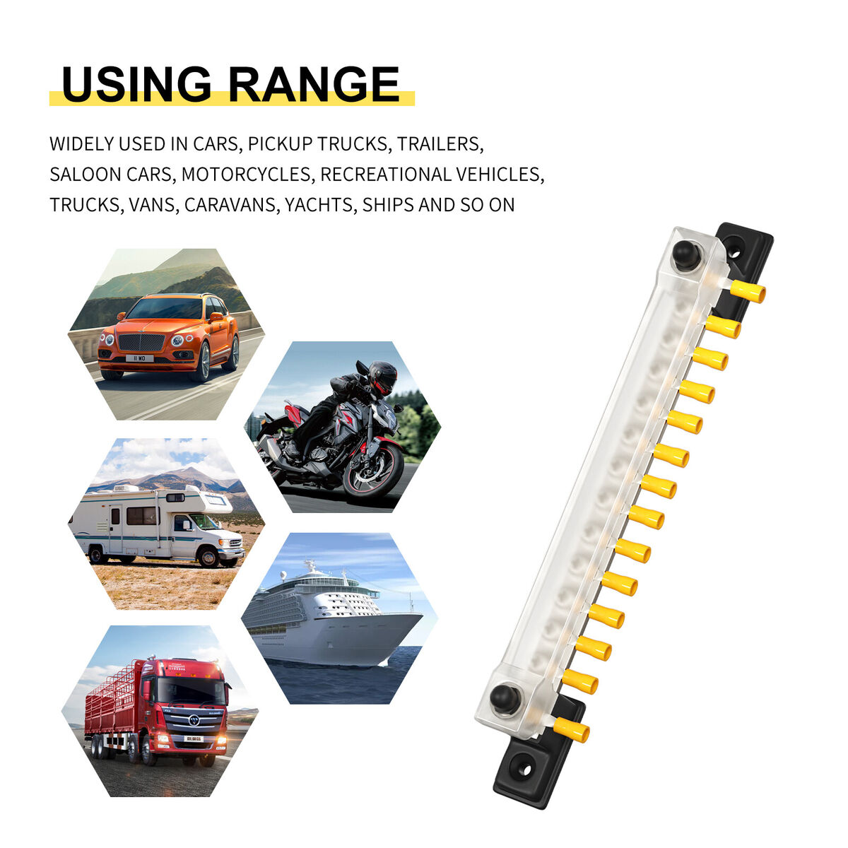 RV Yacht Single Row 12-way Single-row busbar Busbar Copper Terminal OT Terminal