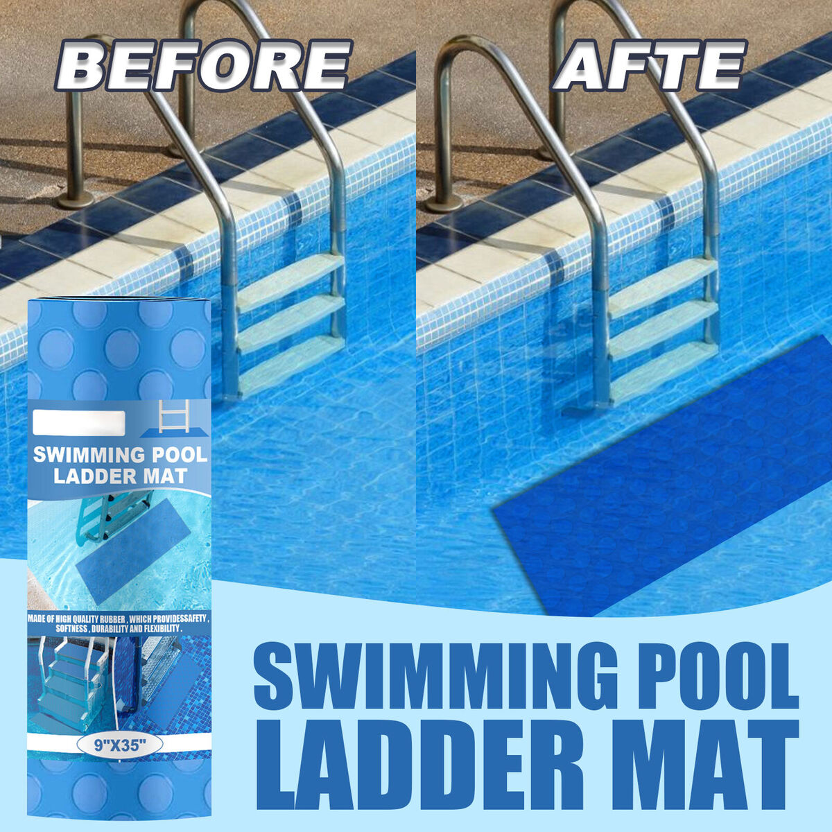 Flexible Swimming Pool Ladder Mat - Wear-resistant & Non-slip Pool Step Pad