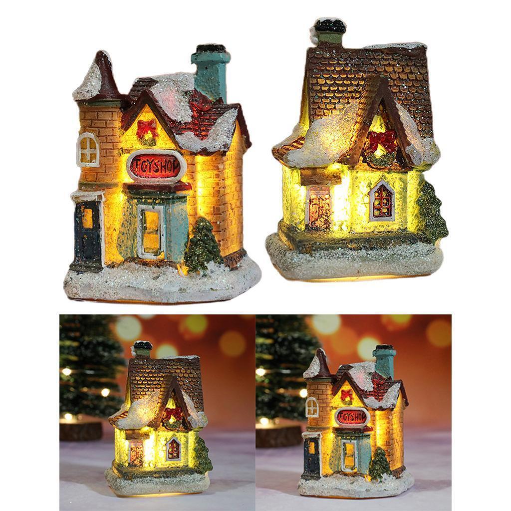 Set of 2 Christmas Scene House  Set  Festival Ornaments