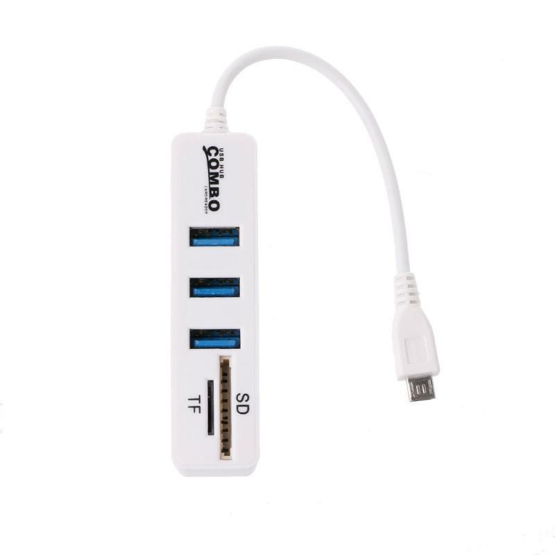 3 Port USB 2.0 Hub Splitter Combo Micro USB Connector Cable OTG SD/TF Card