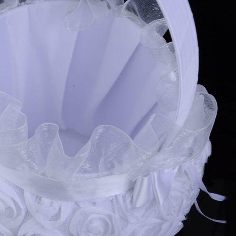 White European Bride Embroidery Basket Rose Decoration Lace Wedding Flower Girl
