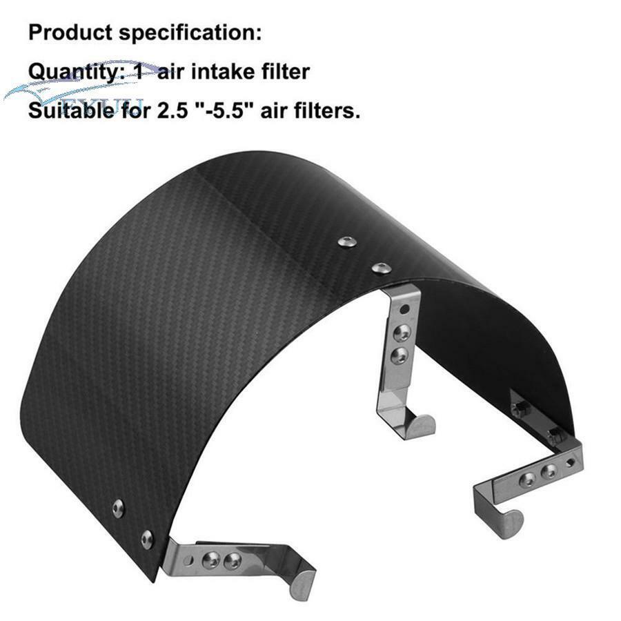 Car Air Intake Filter Stainless Steel Cover Heat Shield Matte Carbon Fiber Style