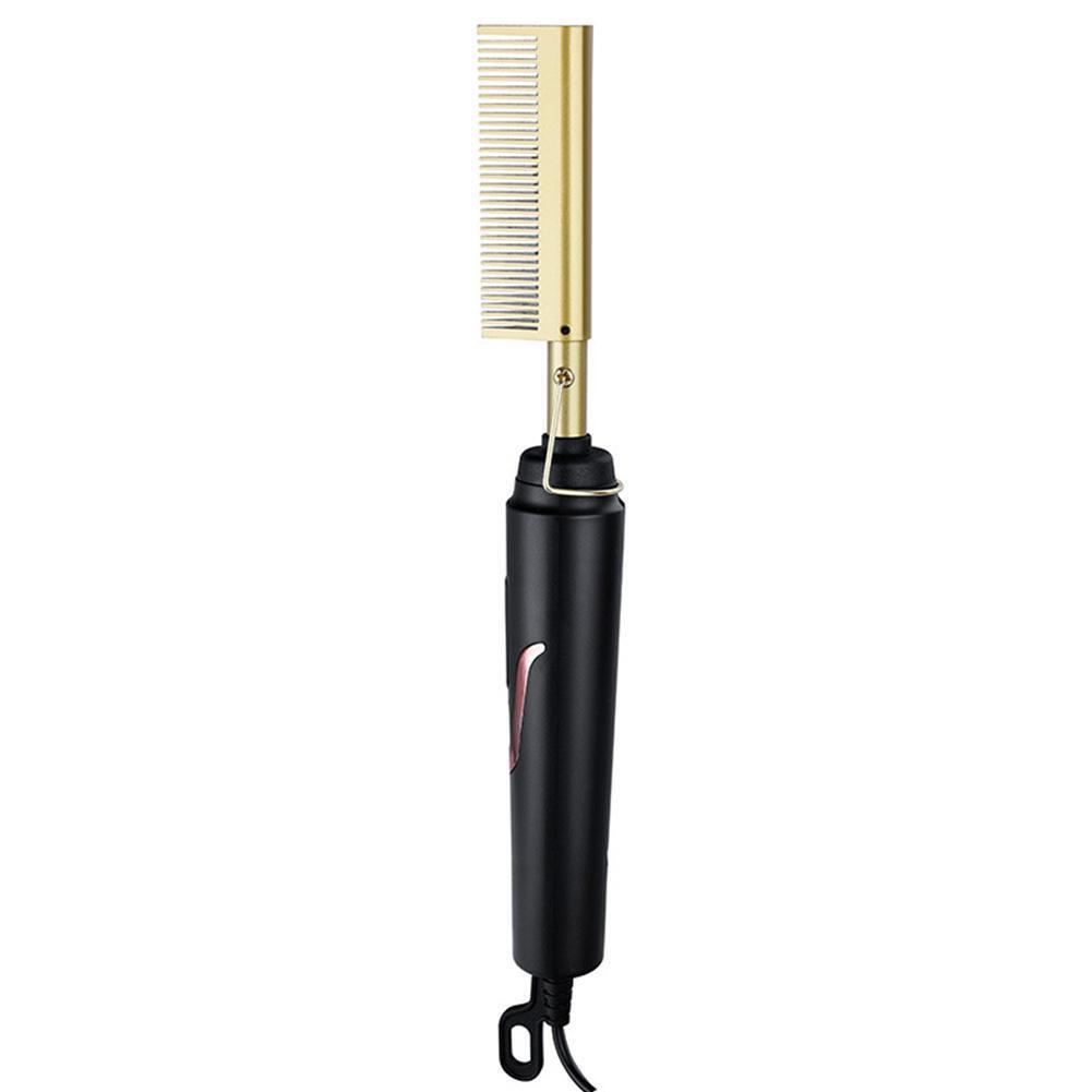Electric Copper Comb Wet Dry Hair Straightening Comb Anti-Scald Shell (US)