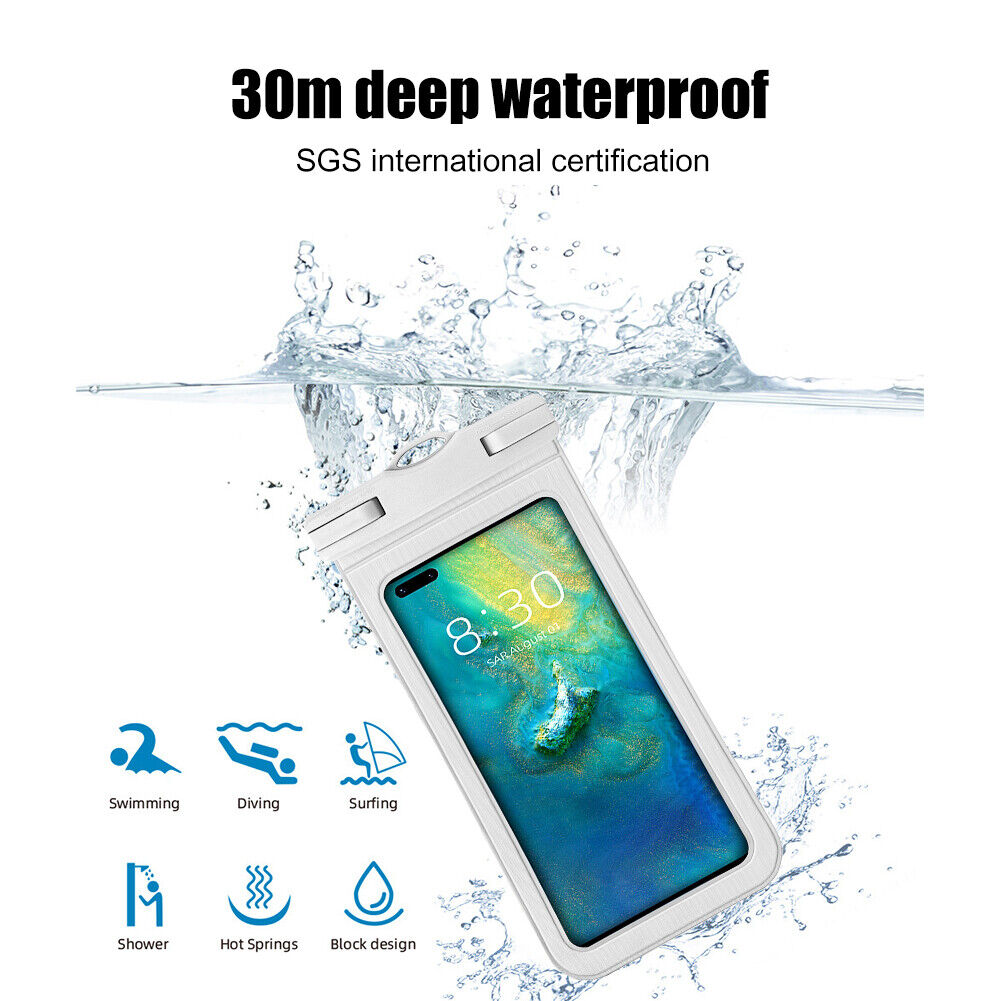 Waterproof Swimming Underwater Mobile Phone Protective Pouch Bag (White)