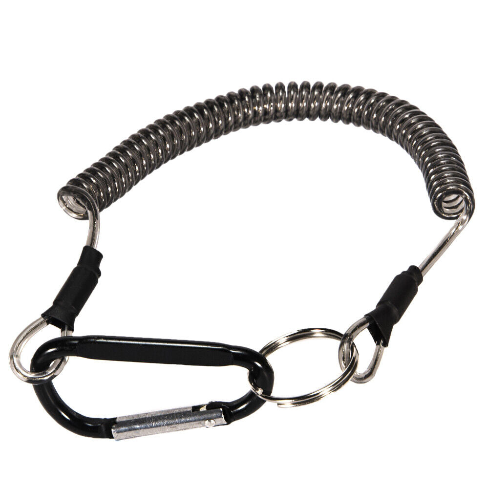 Steel Fishing Magnetic Release Carabiner Clip Holder with Coil Rope Lanyard