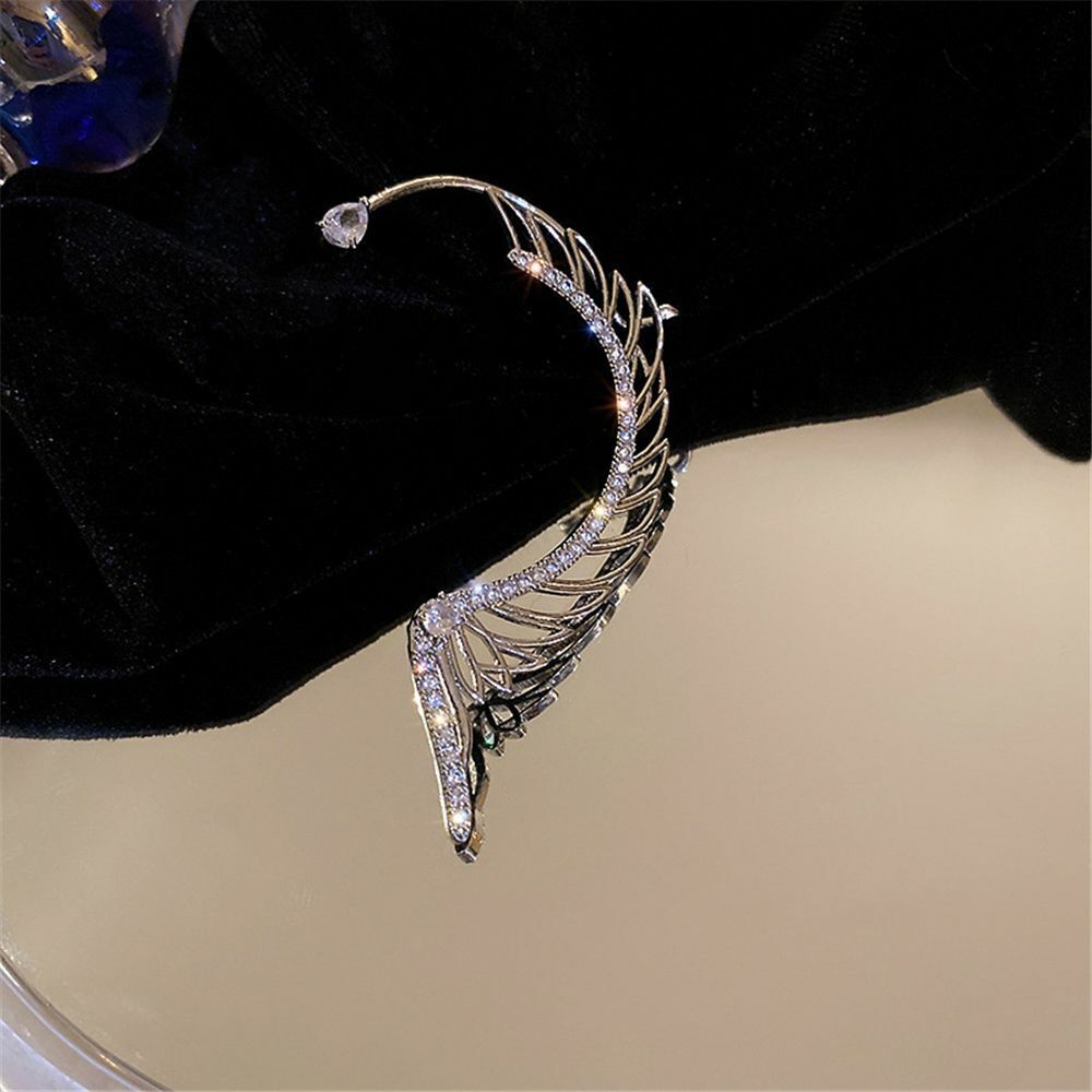 Sparkling Exquisite Zircon Ear Wrap Dangle Stud Earrings Wing Earrings Ear Cuff