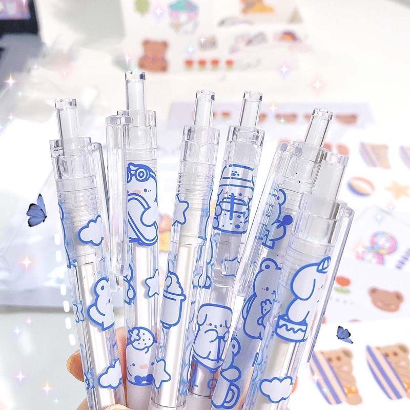 0.5mm Fashion Bear Gel Pens Retractable Fine Point for Young People Gift 6-Pack