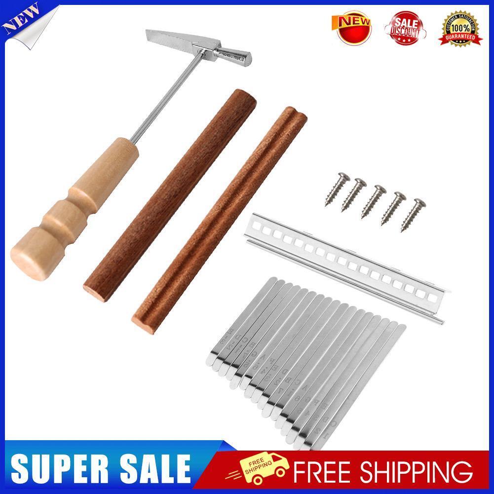 17 Keys Kalimba DIY Replacement Parts with Keys Bridge Tuning Hammer Kit