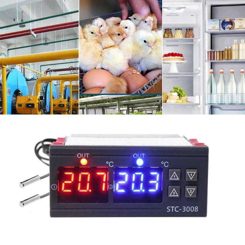 Digital Temperature Controller Double Thermostat Heating Cooling 10A AC110V 220V