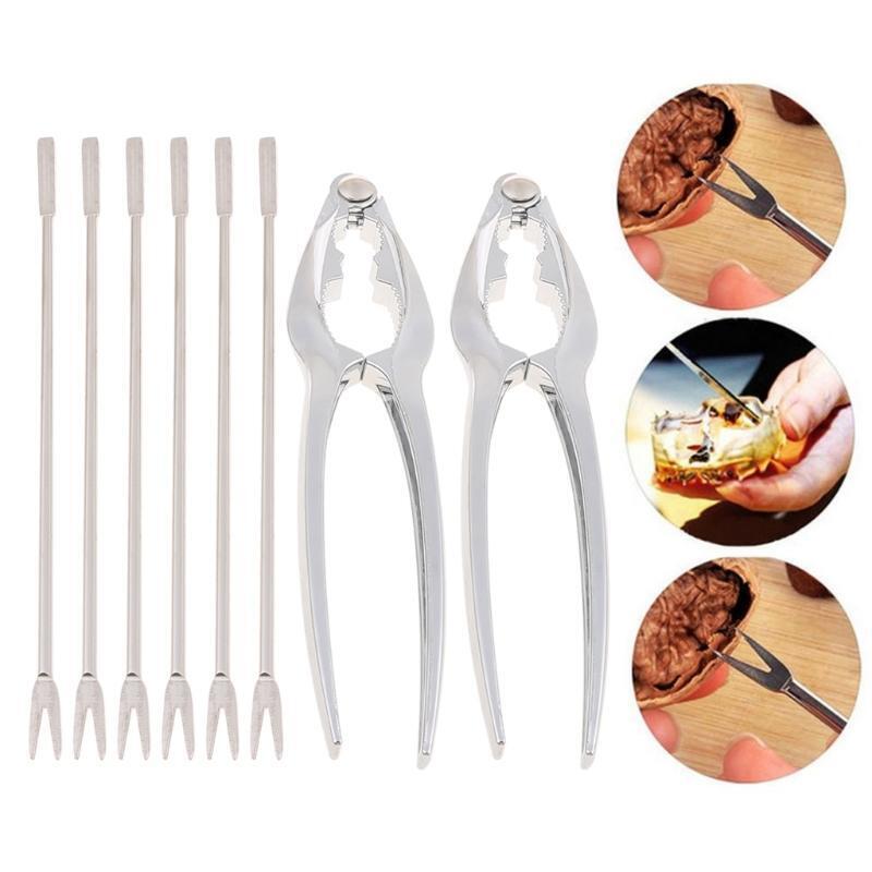 8pcs/set Shellfish Lobster Crab Crackers Forks Seafood Tools Nutcracker Pliers