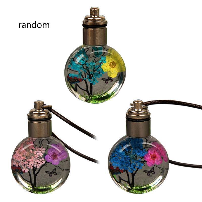 Pressed Natural Flower Pendant Rope Necklace Chain Luminous Jewelry for Women