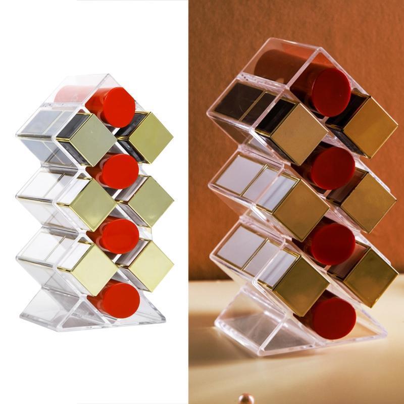 10 Grids Acrylic Makeup Organizer Lipsticks Holder Lip Gloss Display Stand Shelf