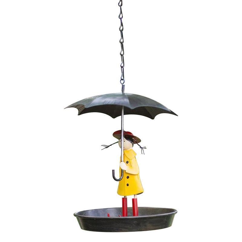 Cute Cartoon Bird Feeder Metal Wild Bird Feeder Tray for Garden Backyard Outdoor