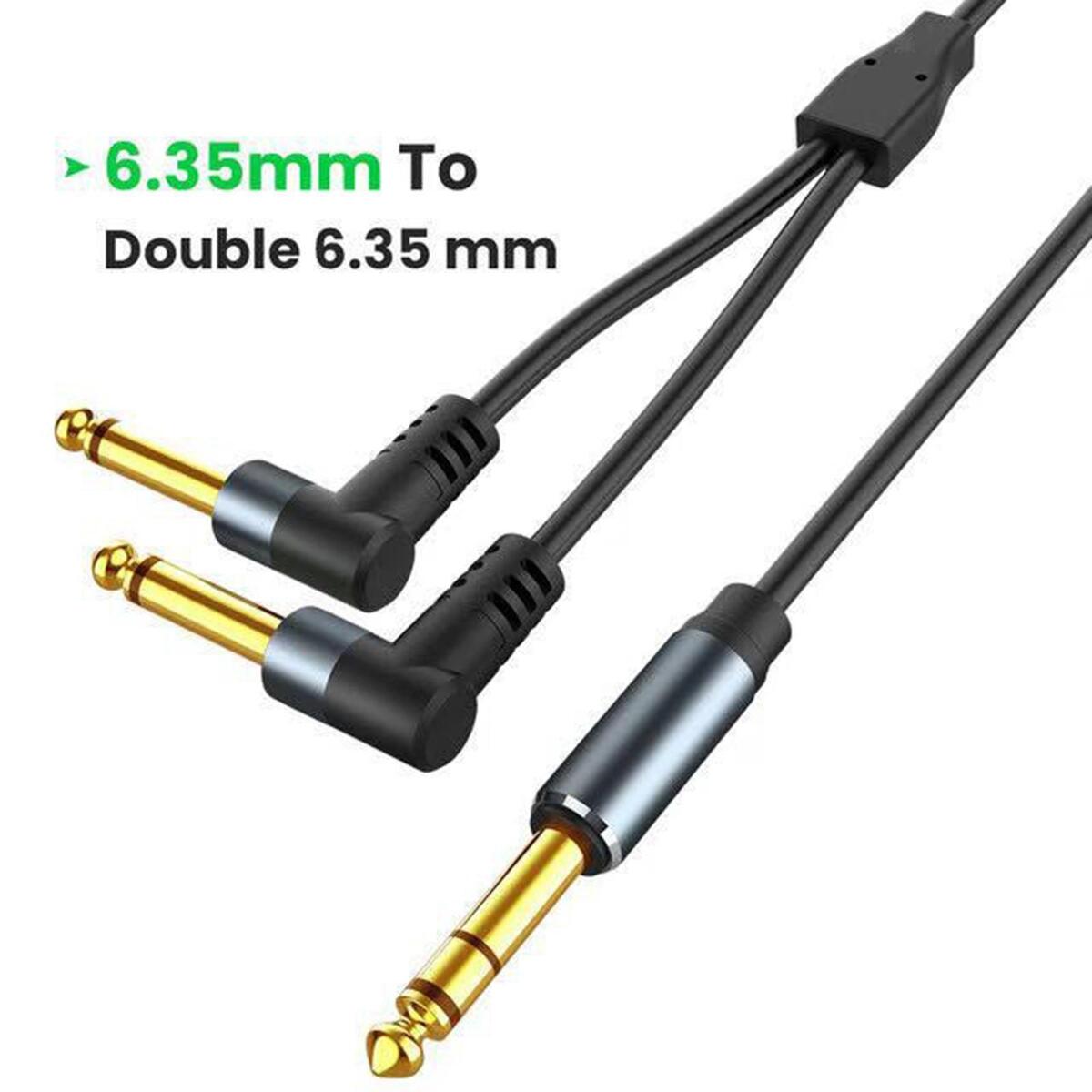 1/4 Insert Cable 6.35mm  Dual 6.35mm TS Stereo Breakout Cable Y Splitter