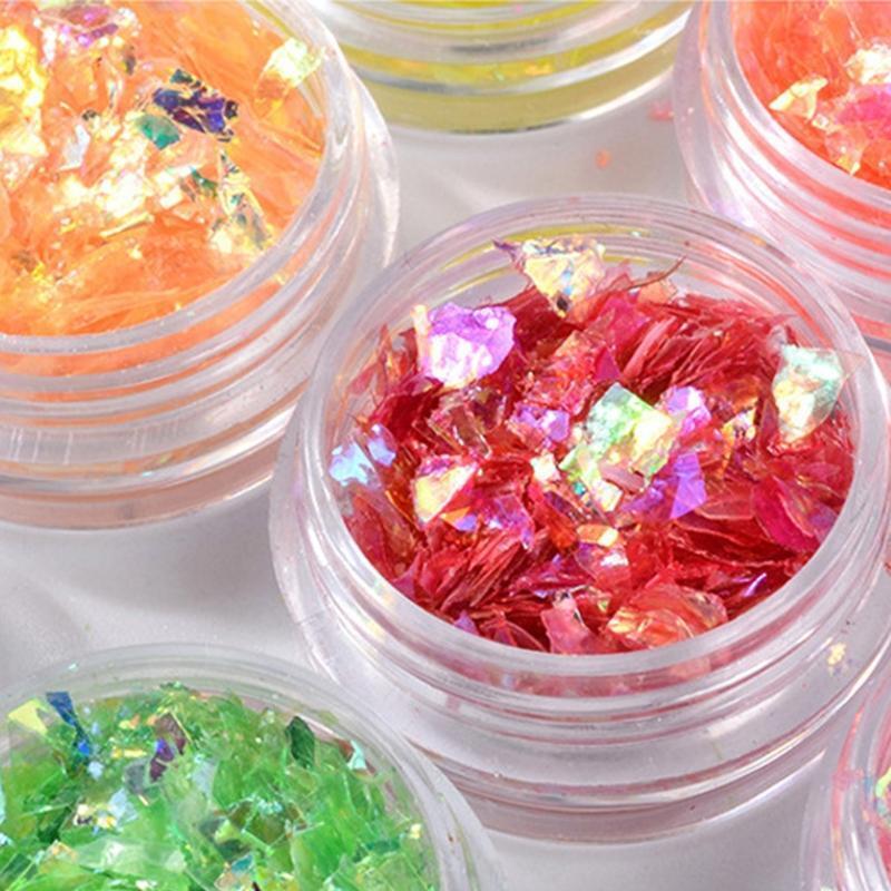 12 Colors Manicure Shell Cellophane Colorful Candy Aurora Papers Epoxy Filling