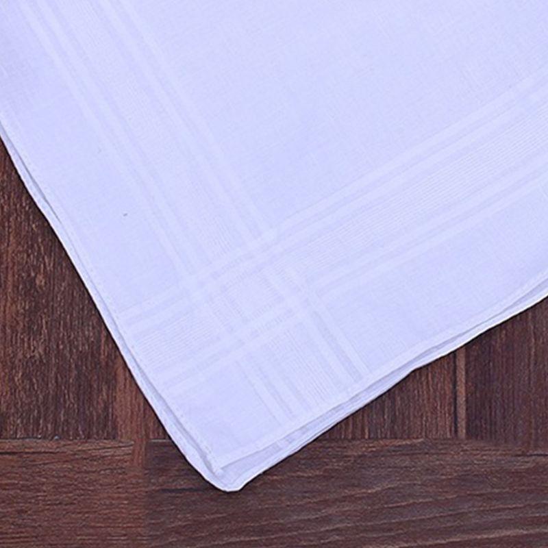 12Pcs Cotton Handkerchiefs Pure Hankies Jacquard Striped Pocket Square Towel DIY