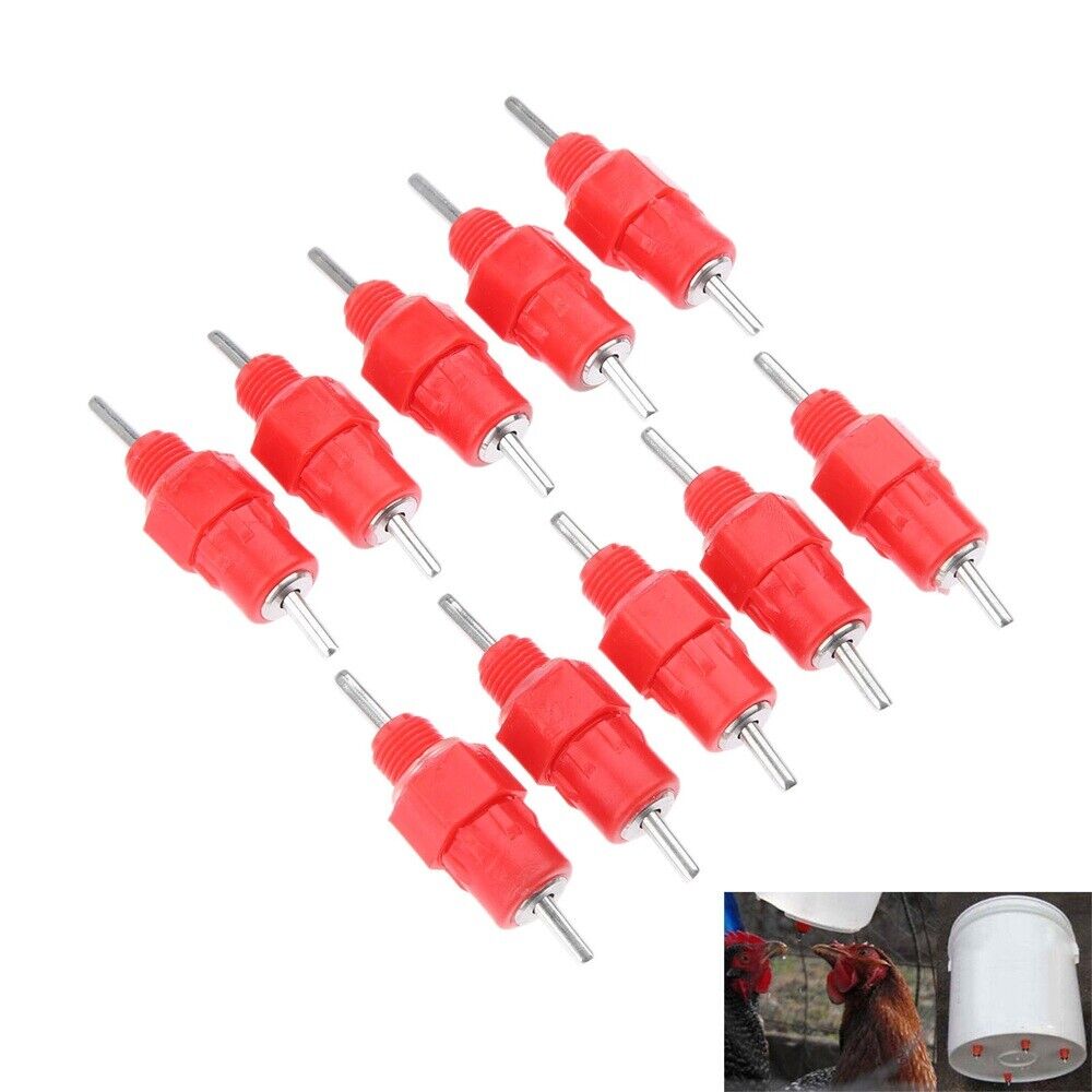 10 PCS Animal Duck Chicken Water Nipple Steel Ball Automatic Dispenser Screw