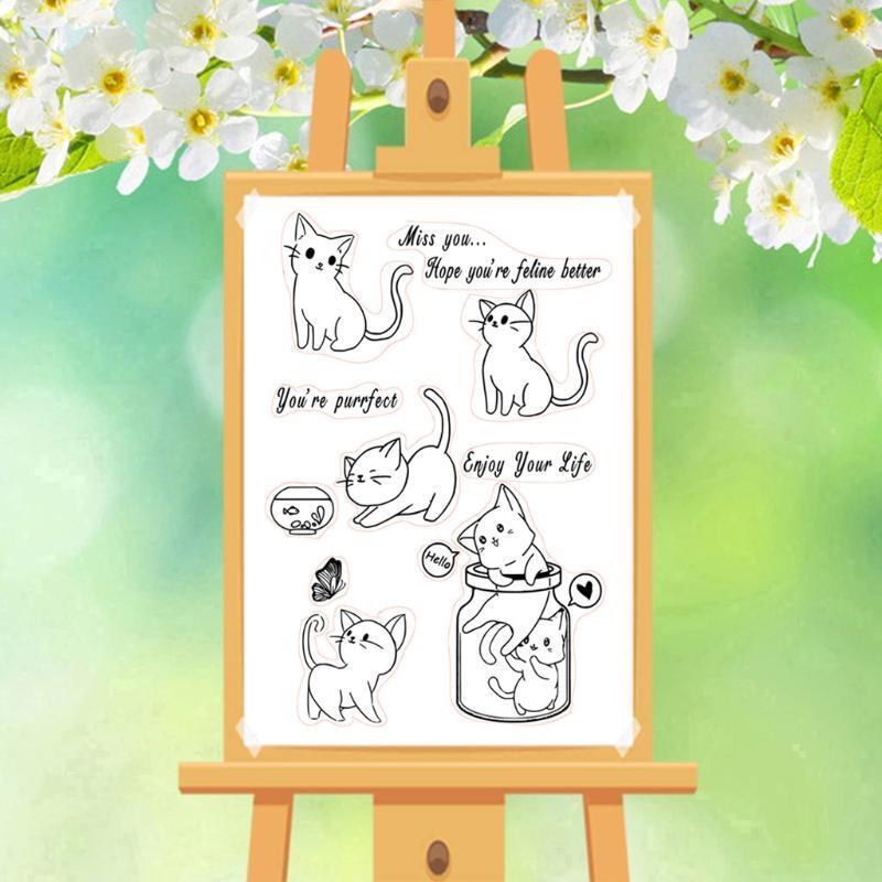 Cute Cat DIY Silicone Clear Stamp Cling Seal Scrapbook Embossing Album Craft