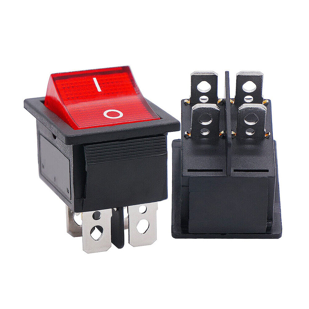 Rocker Switch Power Switch 2-Level 4 Pins with Light 10A AC125-250V (Red)