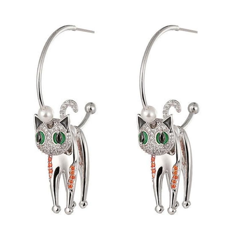 Diamond Cat Earrings Geometric Drop Statement Earring Party Fashion Jewelry Gift
